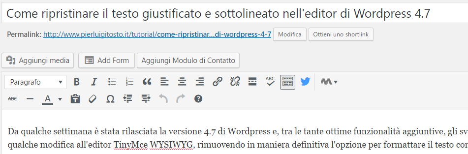 Editor WYSIWYG di Wordprss 4.7